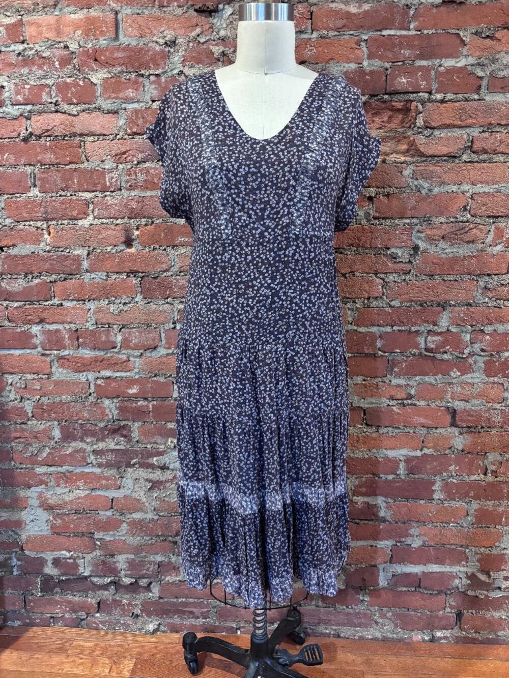 James Perse Floral Print Purple Prairie Knit Dress - Small